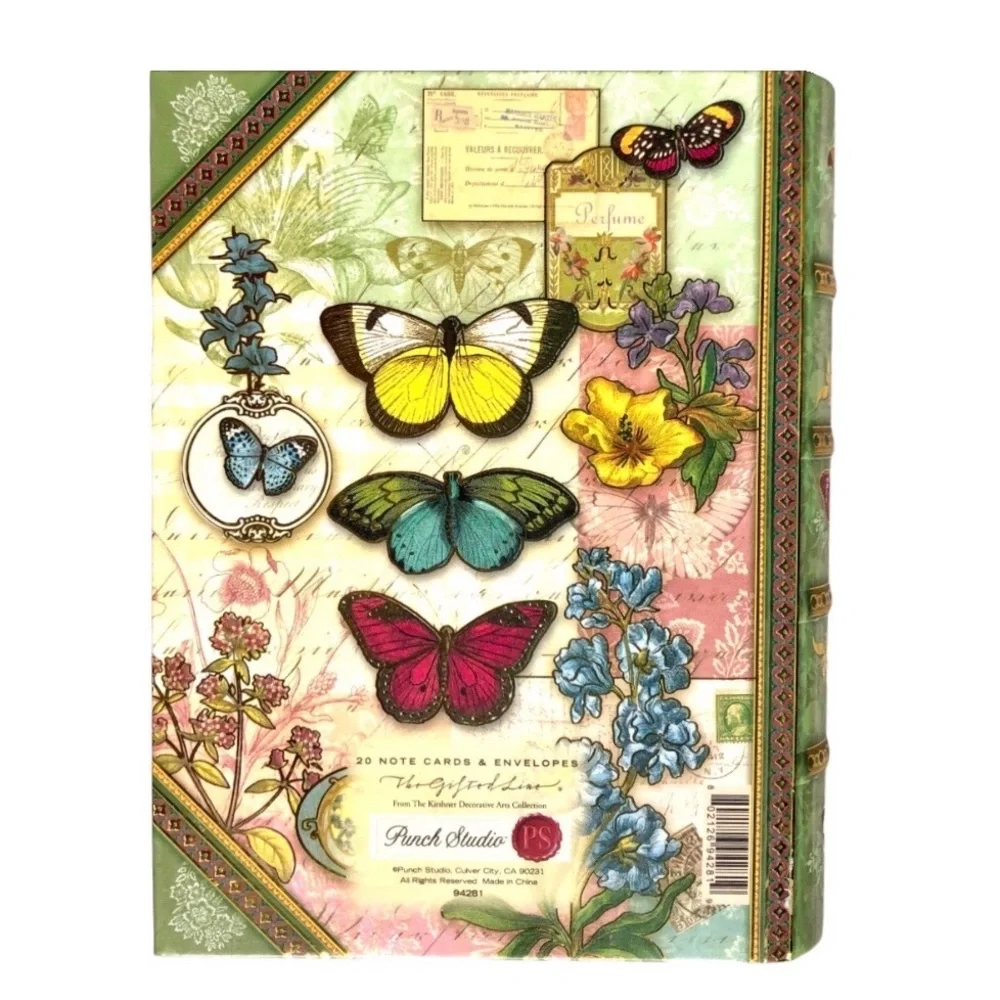 Punch Studio Butterfly Patchwork Book Box (94281B) (Cards NOT Included)